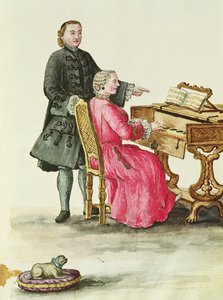 A Singer at the Clavichord with Her Teacher by Jan van Grevenbroeck